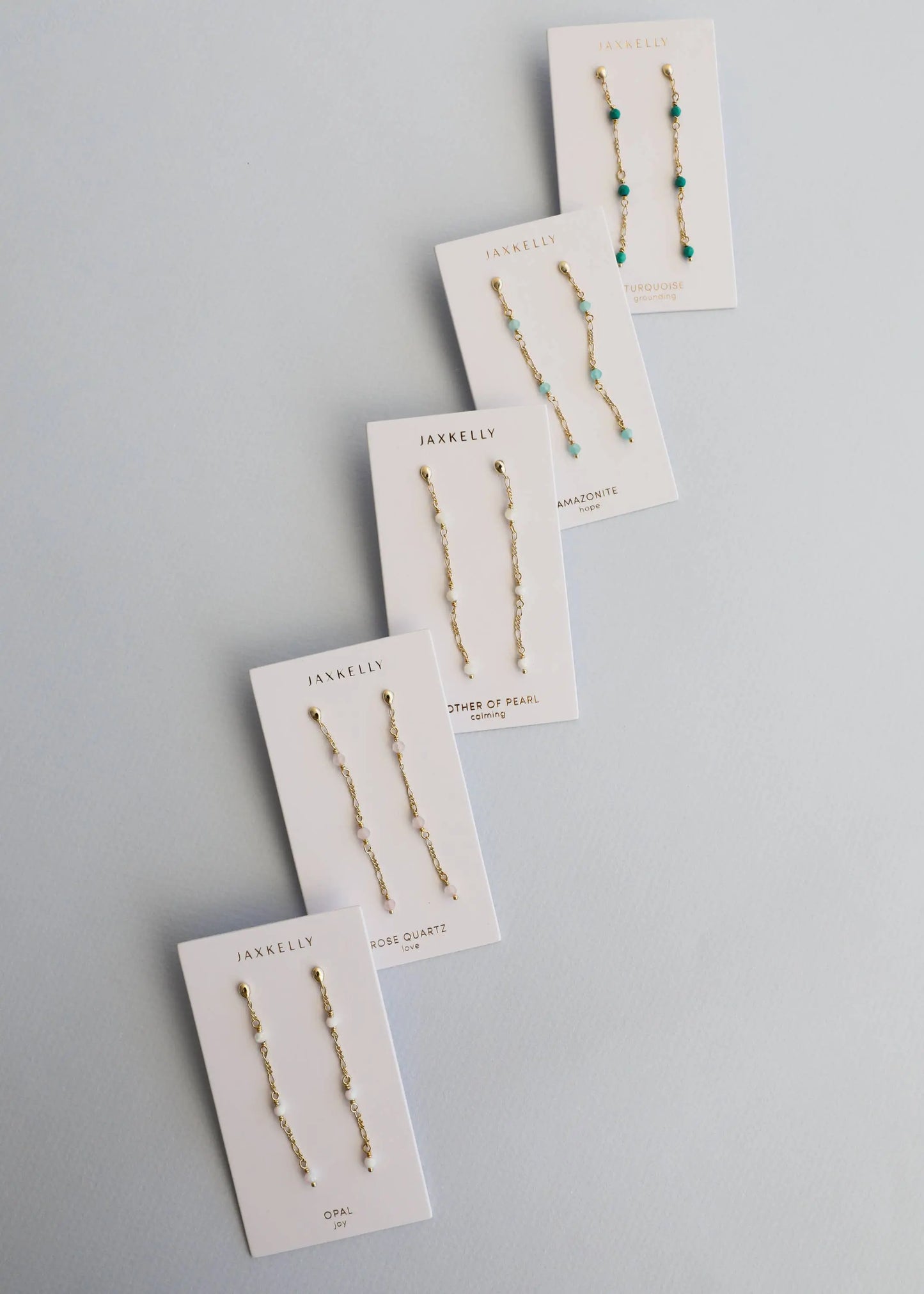 Gemstone Chain Drop Earring - Turquoise JaxKelly