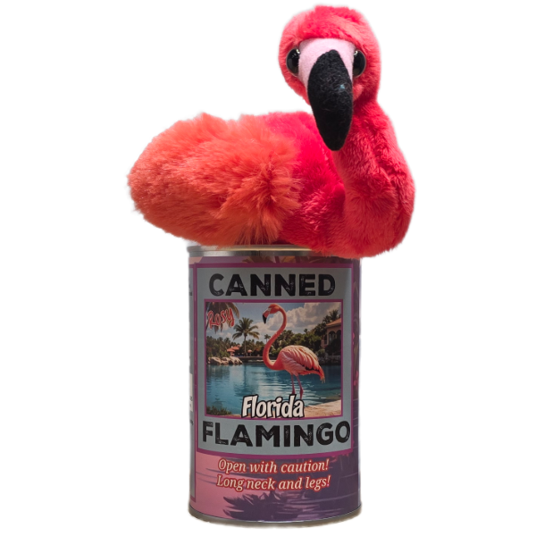 Rosy the Canned Flamingo - Plush Canned Gifts