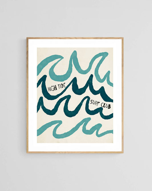 Modern Coastal Art Print - High Tide Surf Club