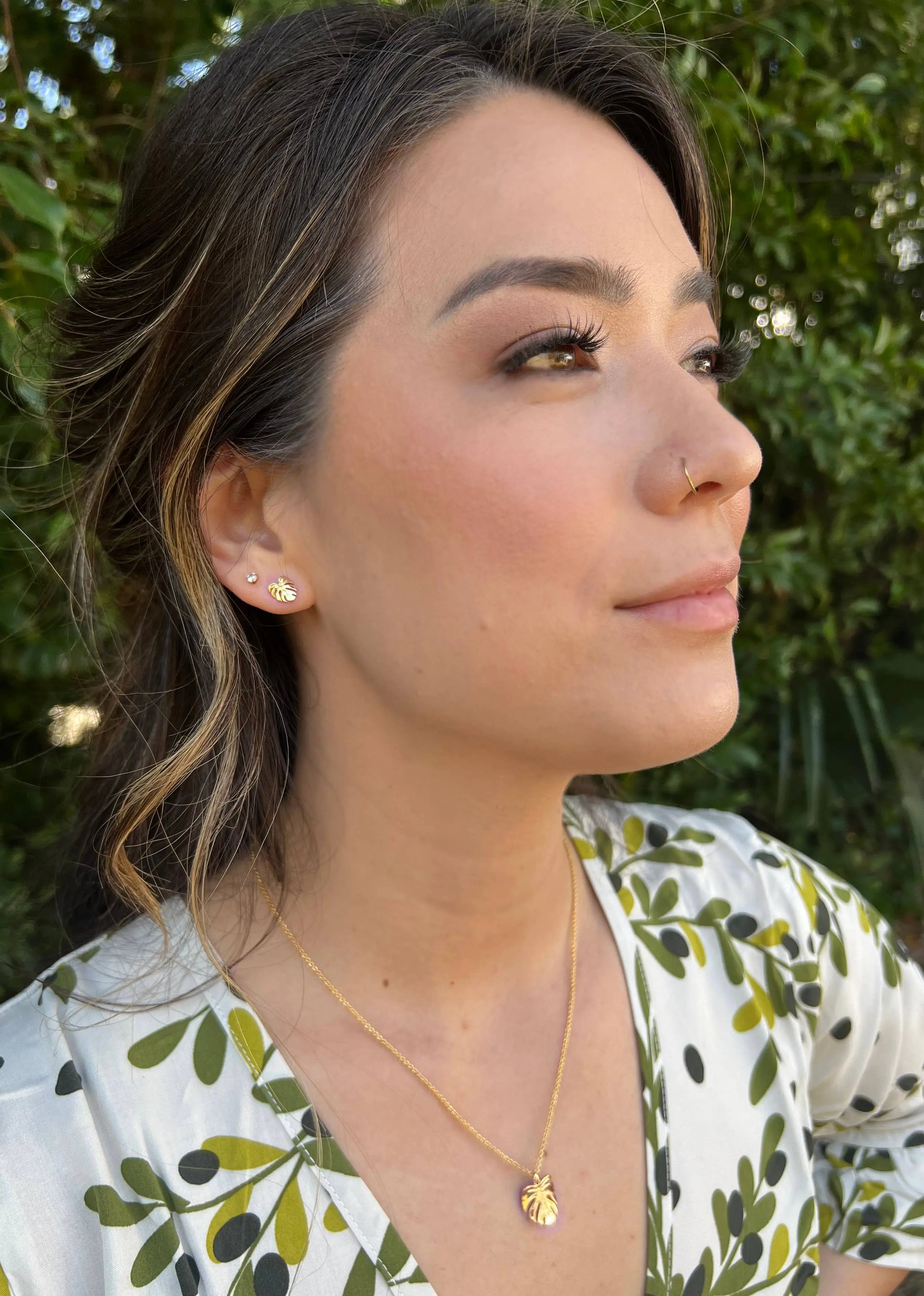 Monstera Earring Studs - 18k Gold, Plant Earrings Happily Plants