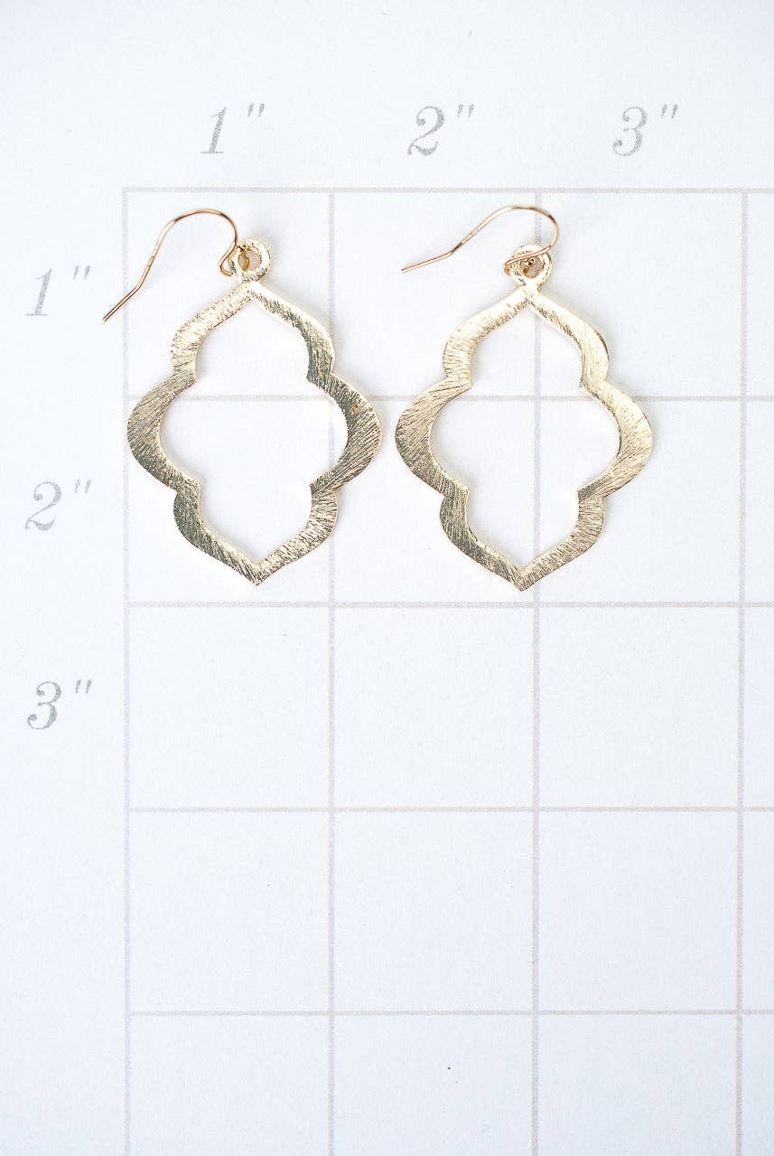 Brushed Gold Quatrefoil Earrings