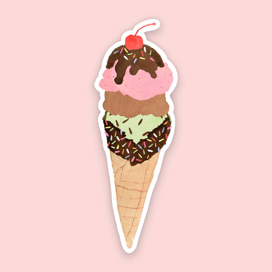 Ice Cream Cone Sticker | Waffle Cone Sticker | 1" x 3"