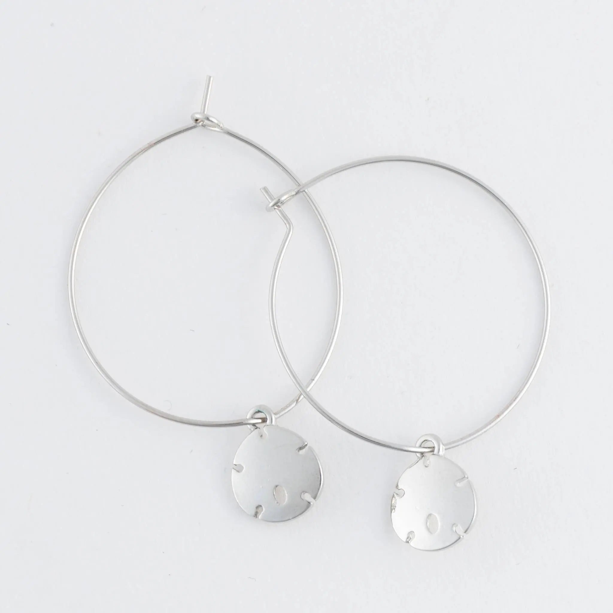 Dainty Sand Dollar Charm Hoop Earrings Elsie & Zoey