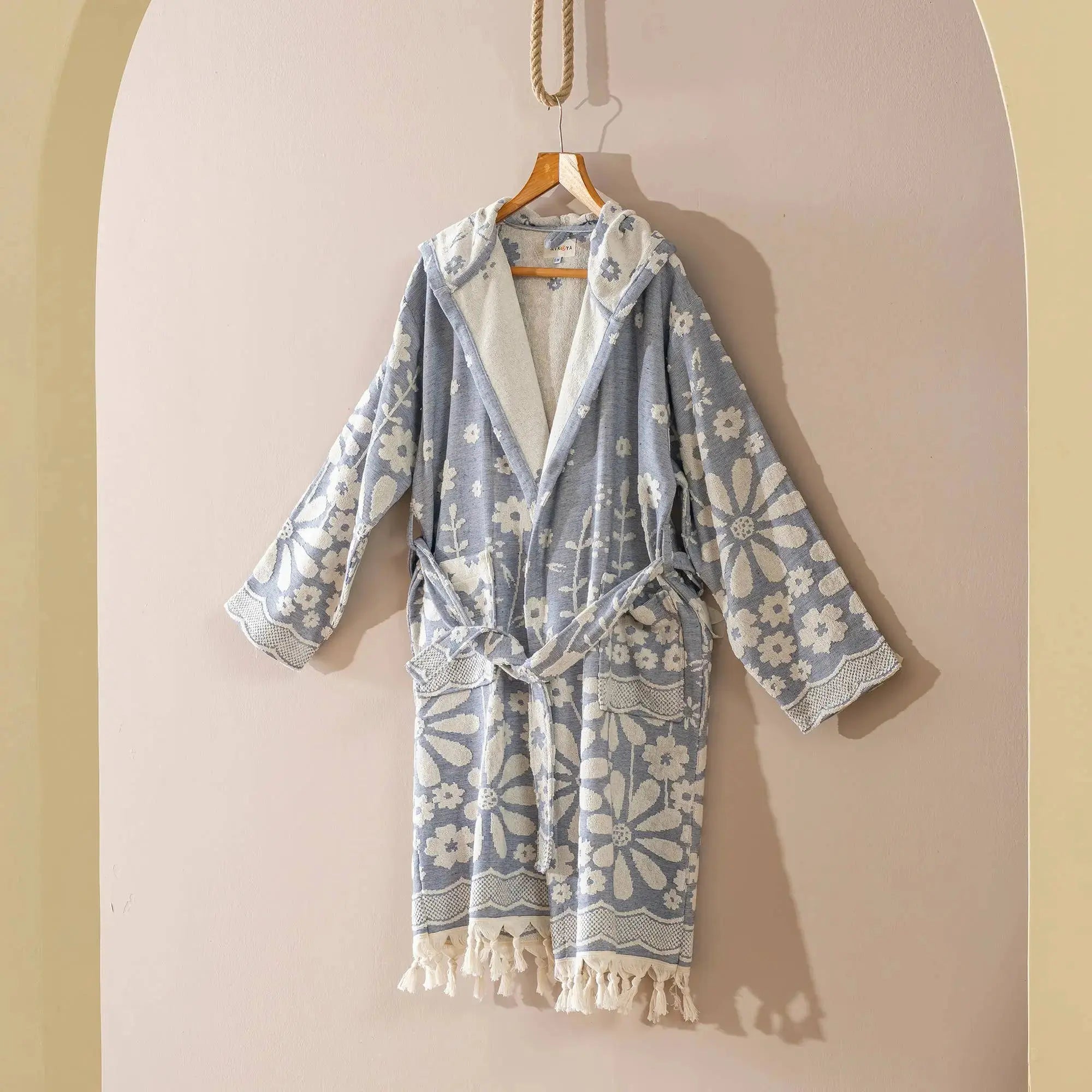 Fuchsia Daisy Bathrobe Turkish Cotton Quick dry Resort Robe Fuchia Kikoya
