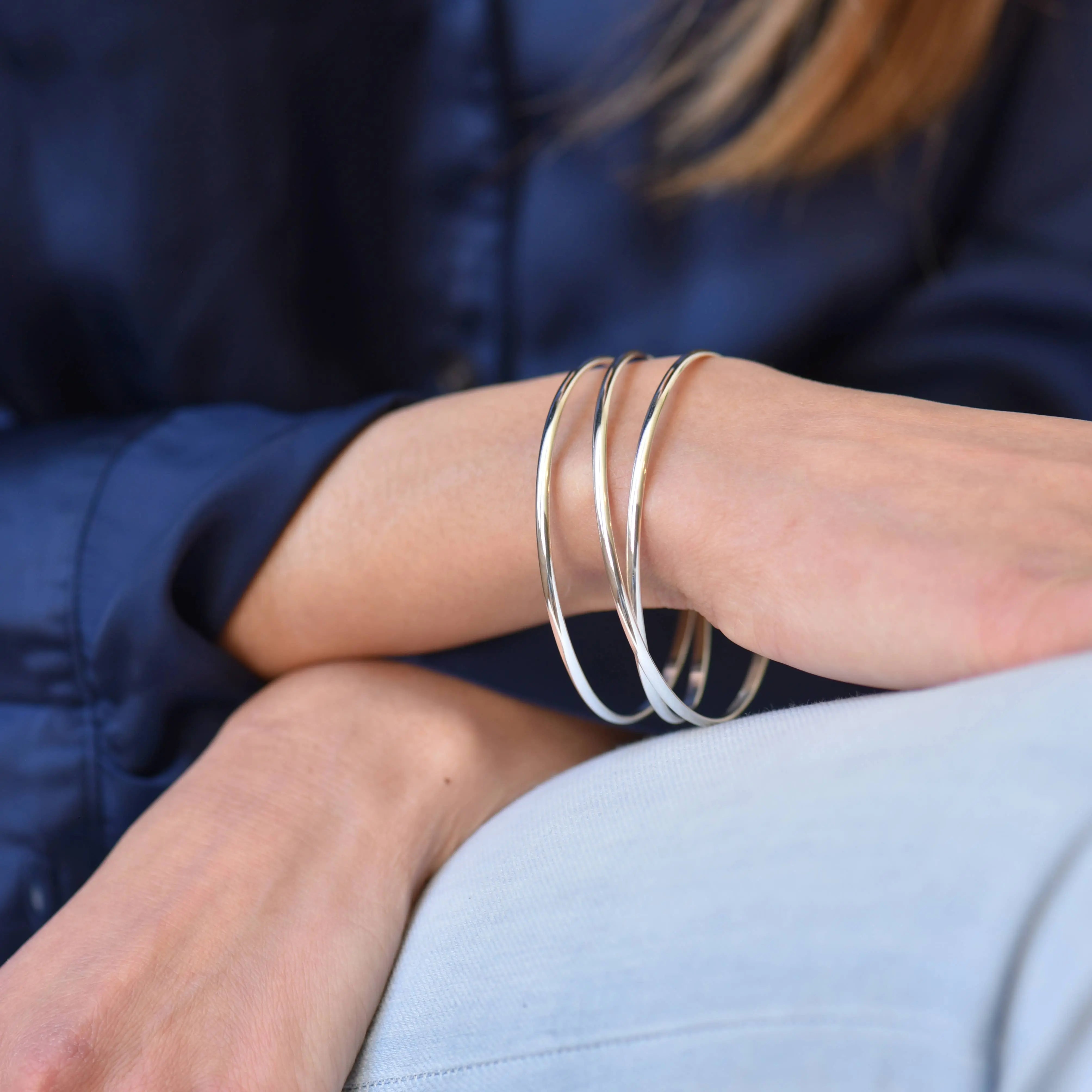 Silver Wrap Bangle Bracelet Britta Ambauen Jewelry