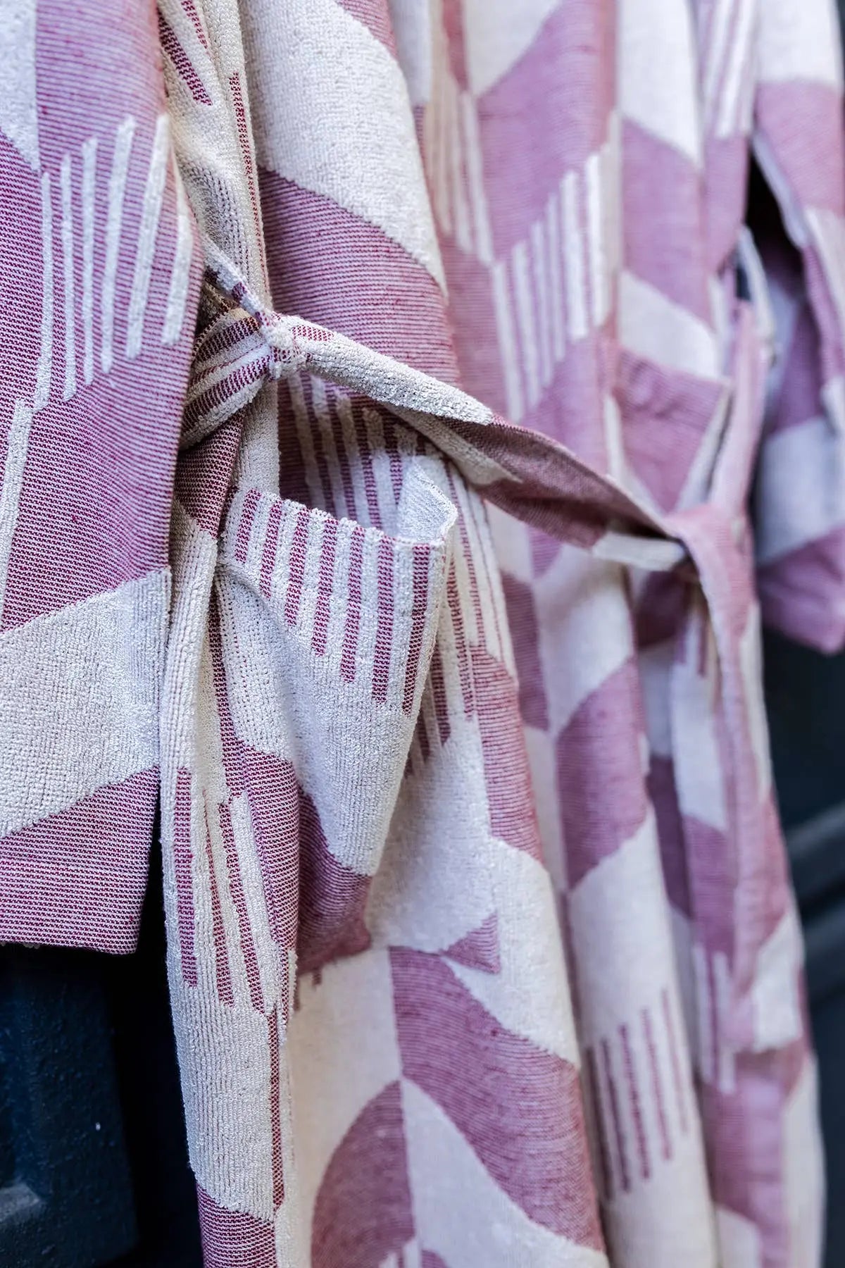 Raised Terry Bathrobe Turkish Cotton Light Weight Quick-dry Burgundy Kikoya