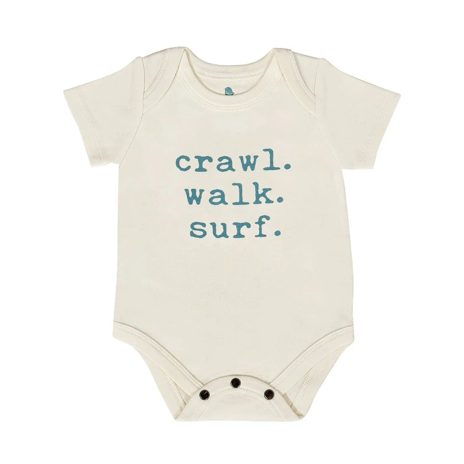 Crawl walk surf Baby graphic organic  bodysuit Finn + Emma