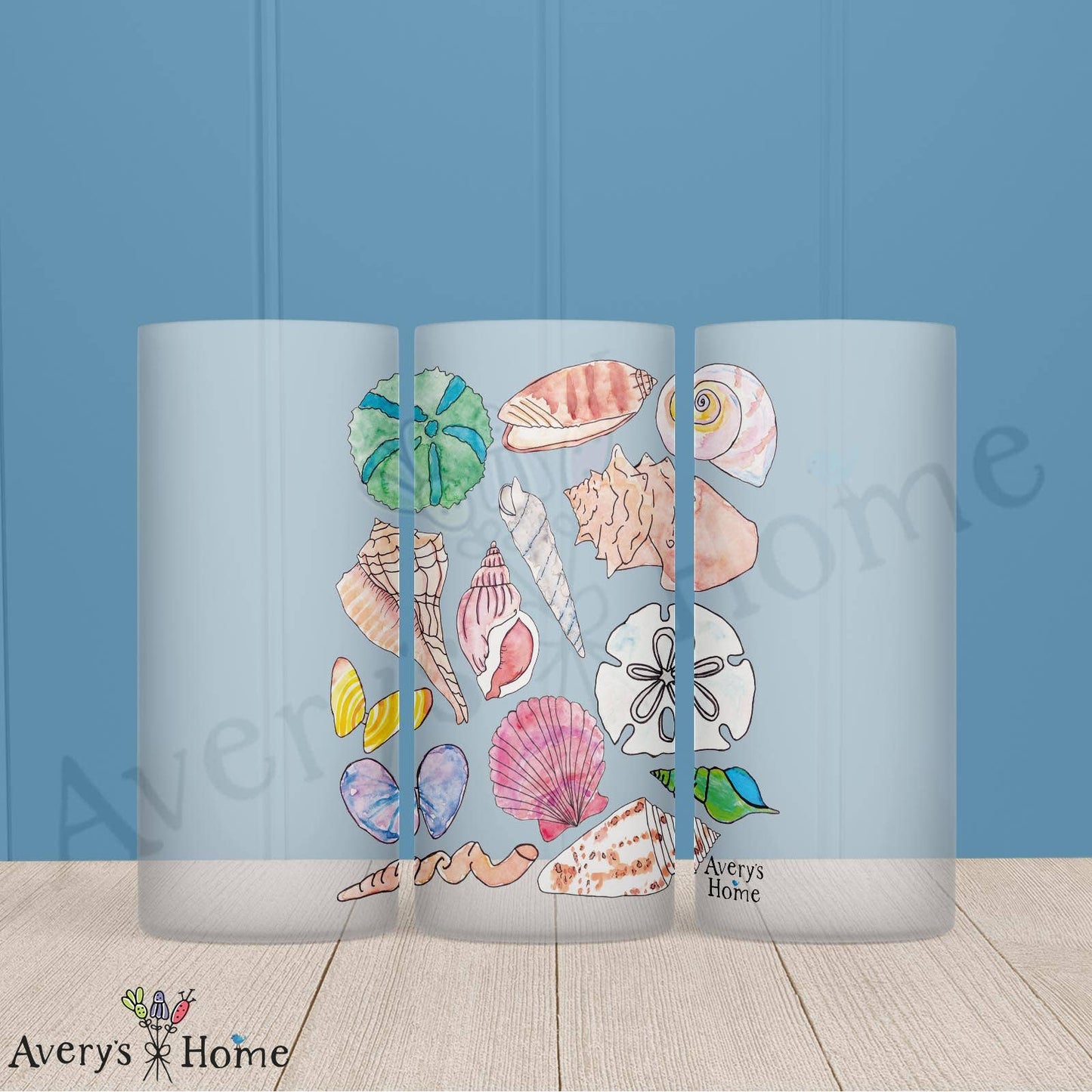 Shell Collector Frosted Drinking Glass Dishwasher Safe set 4