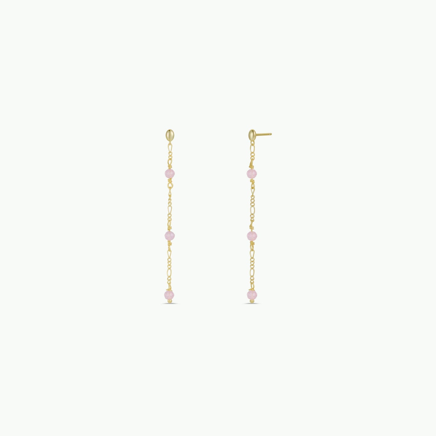 Gemstone Chain Drop Earring - Rose Quartz