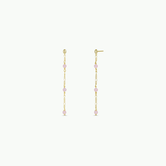 Gemstone Chain Drop Earring - Rose Quartz JaxKelly