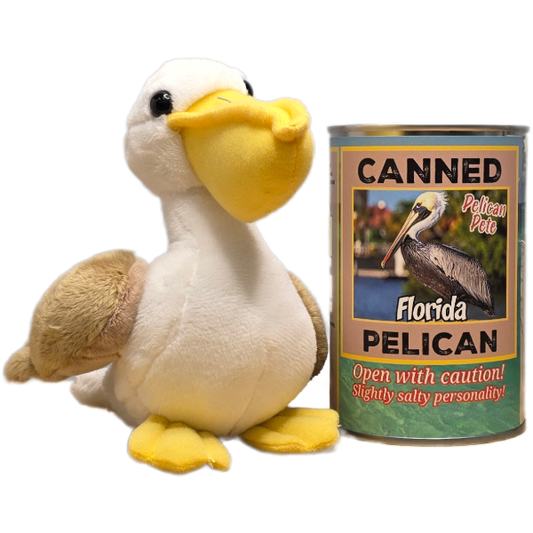 Pelican Pete the Canned Pelican - Plush Canned Gifts