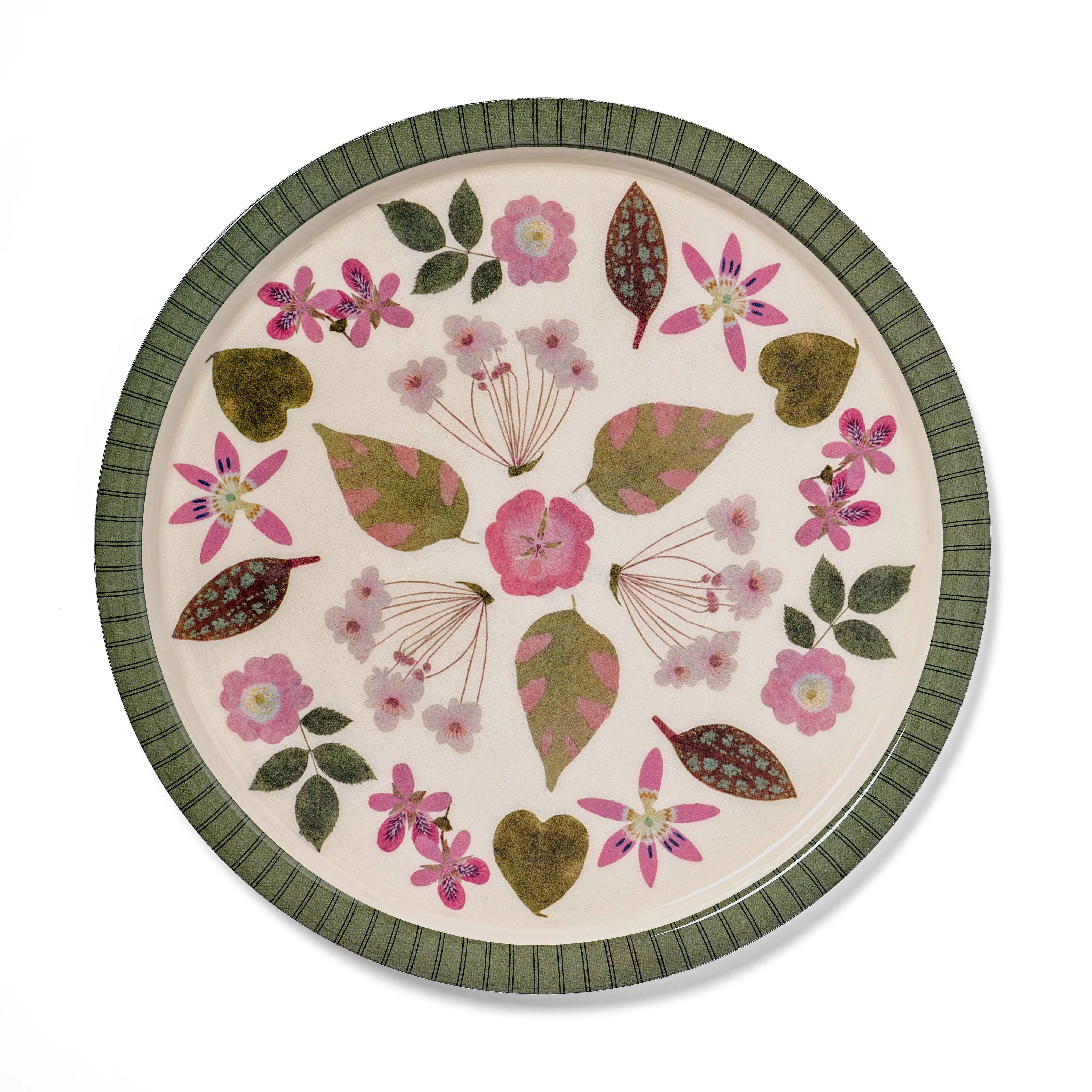 Large Round Enamel Serving Tray - The Living Herbarium Roomytown Inc