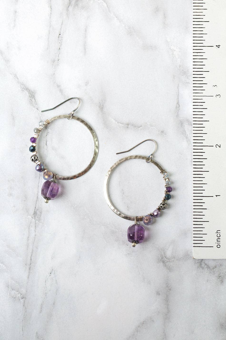 Reflections Amethyst, Crystal, Freshwater Pearl Statement Earrings