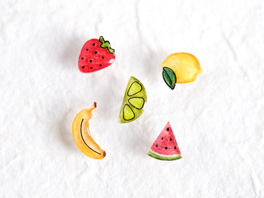 Mini Fruit Stud Earrings - Set of 5 Mix and Match