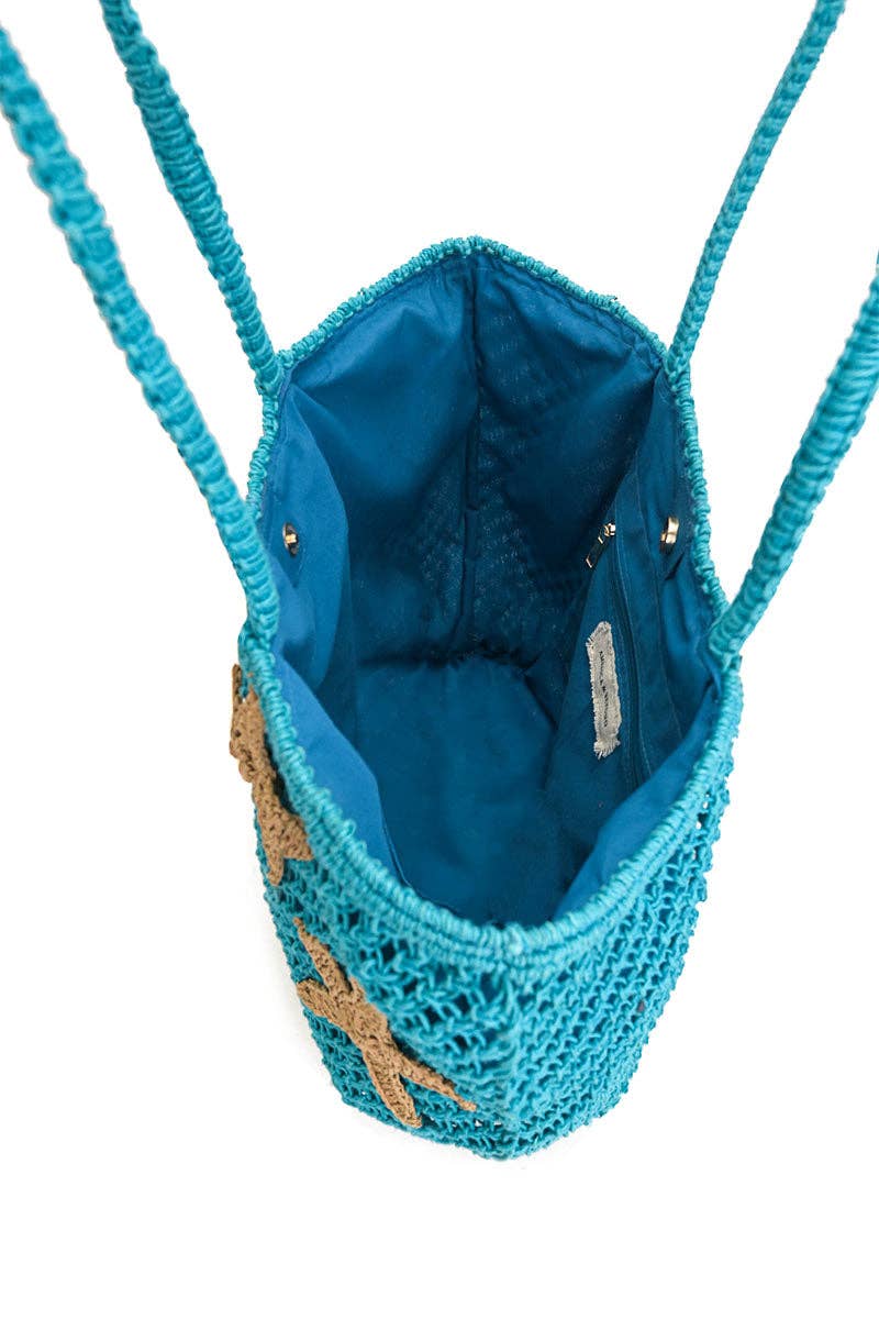 Starry Shores Beaded Macrame Tote