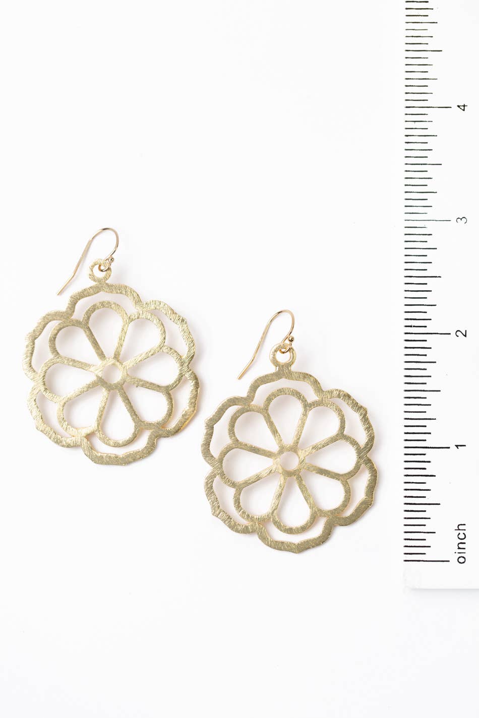 Flower Simple Earrings Brushed Gold