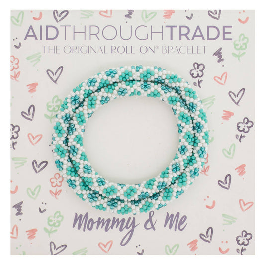 Mommy & Me Roll-On® Bracelets Aquamarine- Set of 2 Aid Through Trade