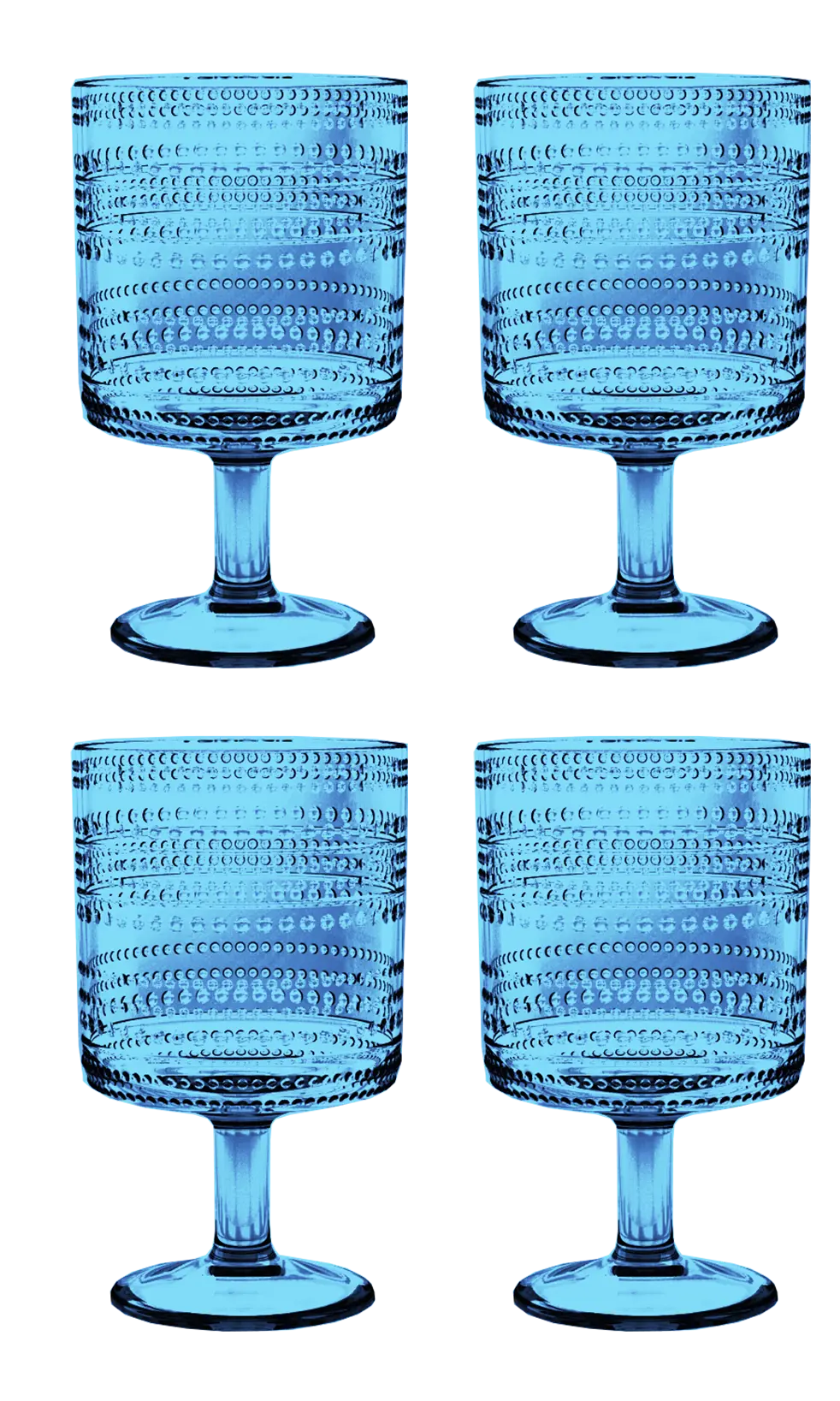 Stacking Beaded Goblet Acrylic Drinkware Set of 4 Clear, cobalt blue, or sea green Abode Homewares by TarHong
