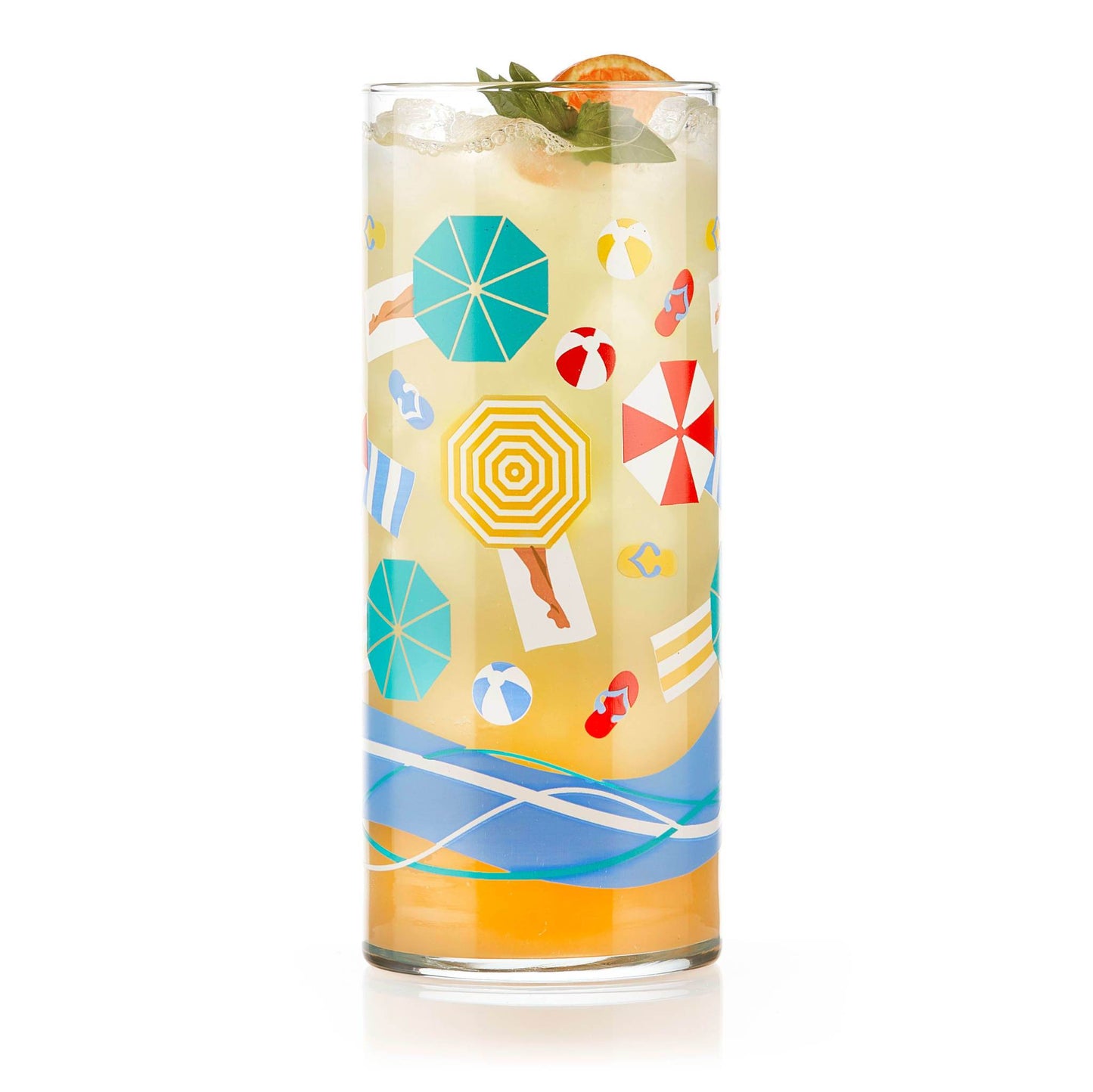 Beach Scene Cooler Glasses, 16oz, Set of 4