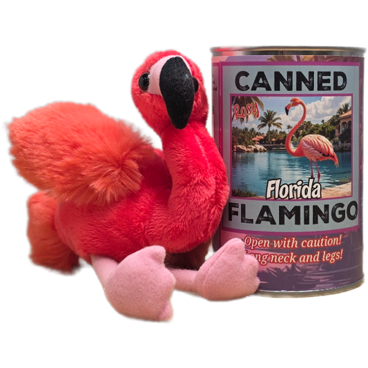 Rosy the Canned Flamingo - Plush Canned Gifts