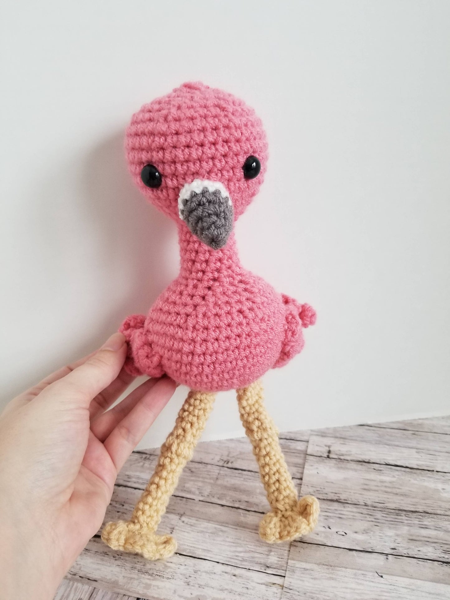 Baby Flamingo Plush, Mini Crochet Stuffed Animal Amigurumi T