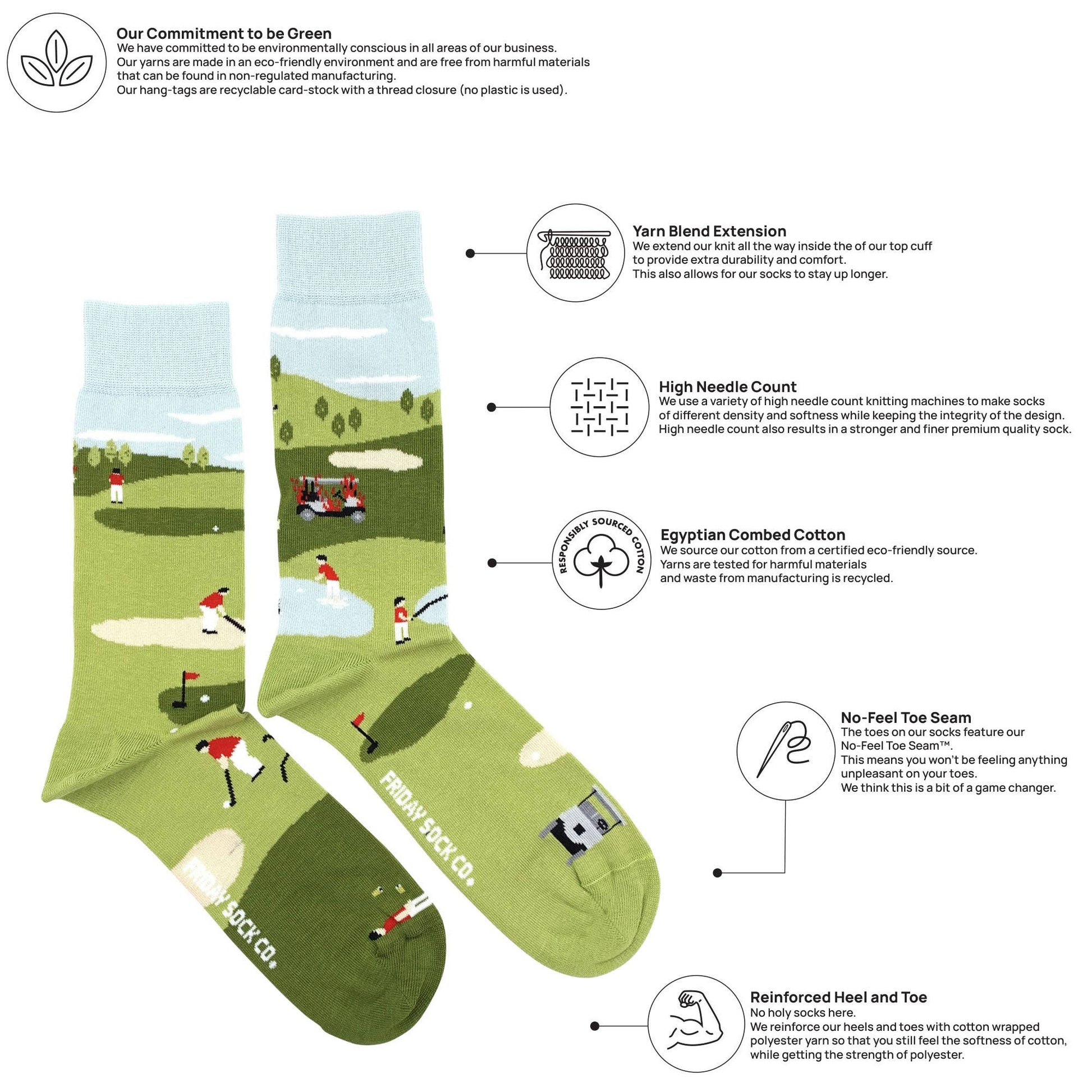 Funny Golf Scene Socks Mens Friday Sock Co.