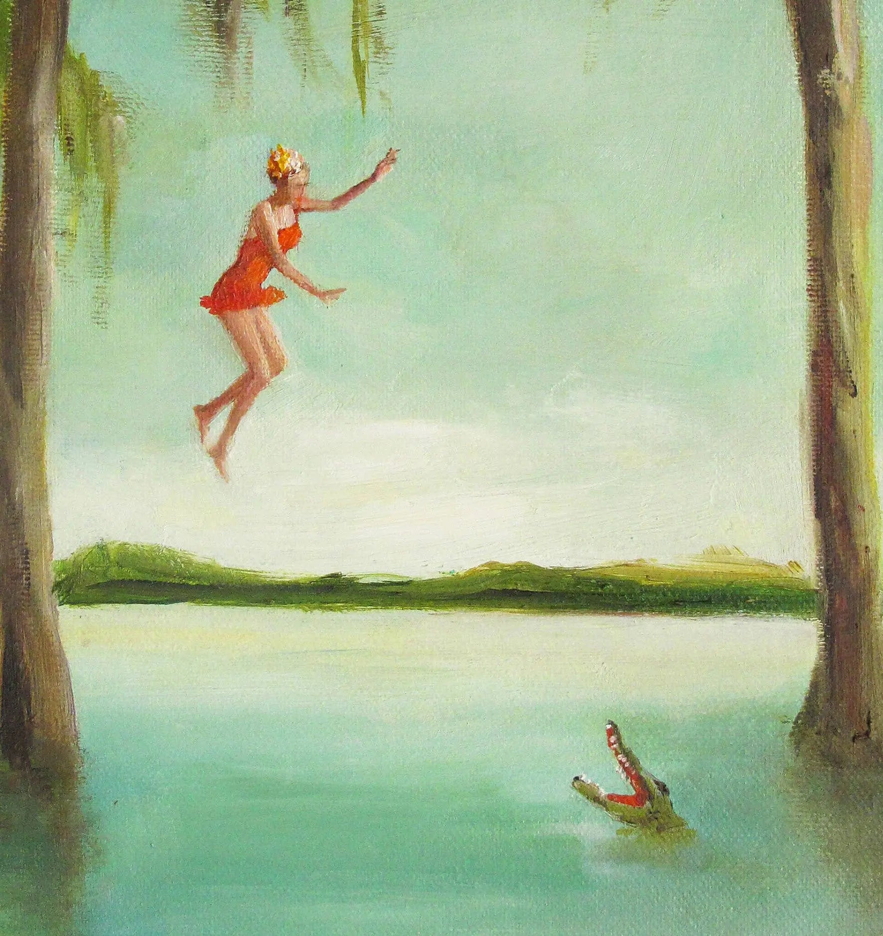 Crocodile Jumper Art Print - 8.5" X 11" JANET HILL STUDIO