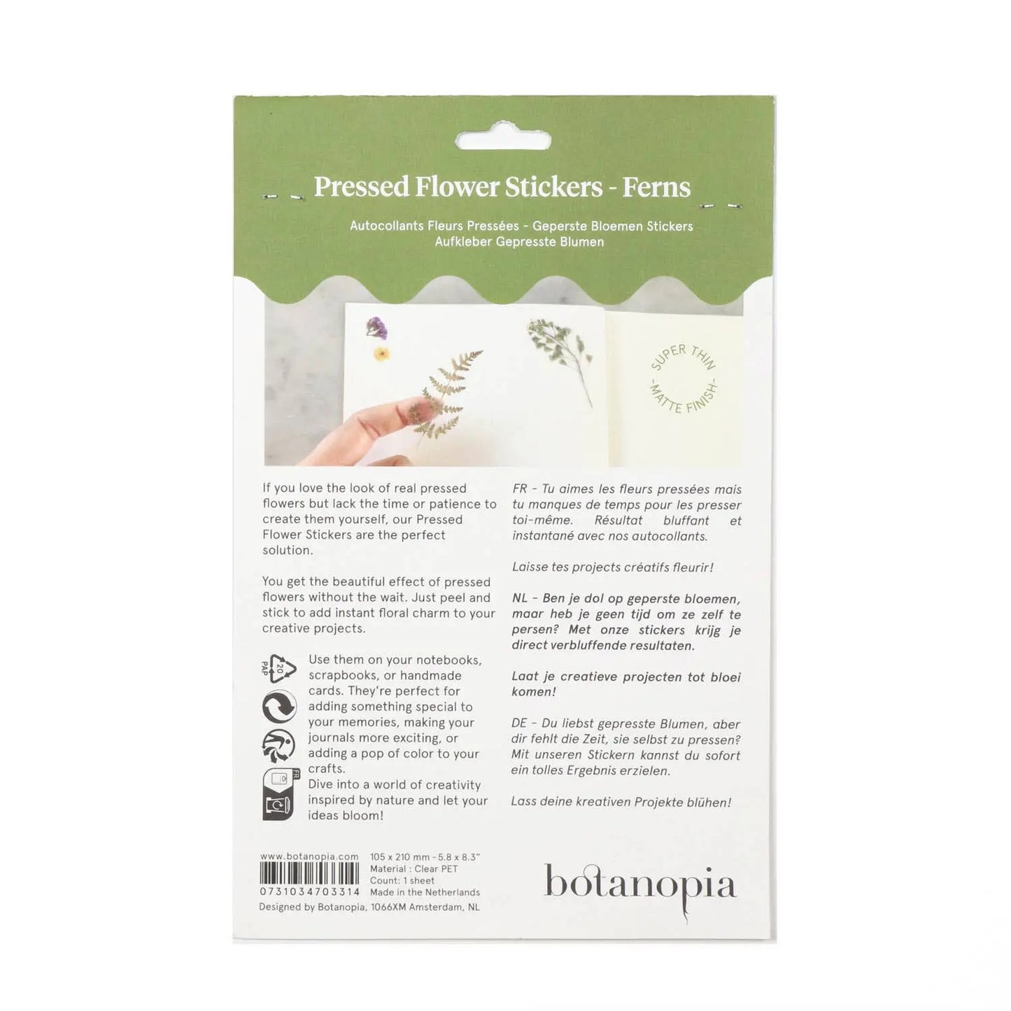 Pressed Flowers Sticker Sheet Botanopia USA - gifts , decor and cards for plant lovers