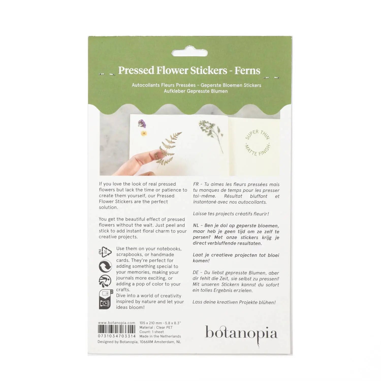 Pressed Flowers Sticker Sheet Botanopia USA - gifts , decor and cards for plant lovers