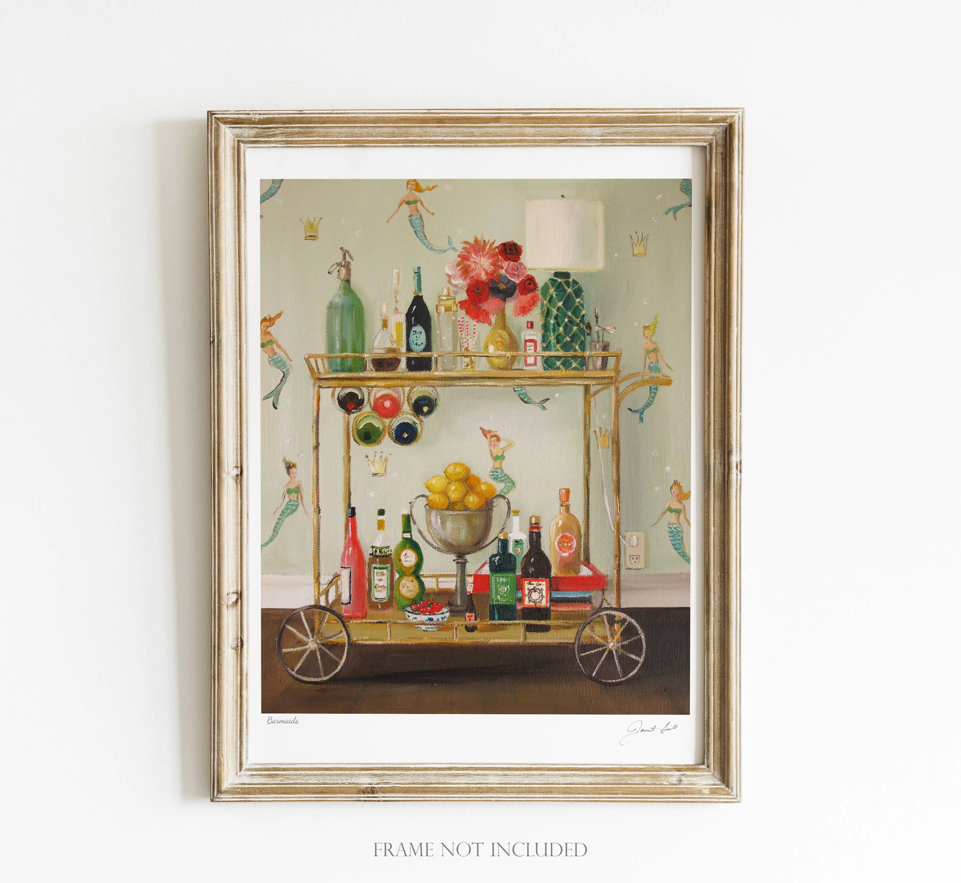 Barmaids Art Print - 8.5 X 11 Framed JANET HILL STUDIO
