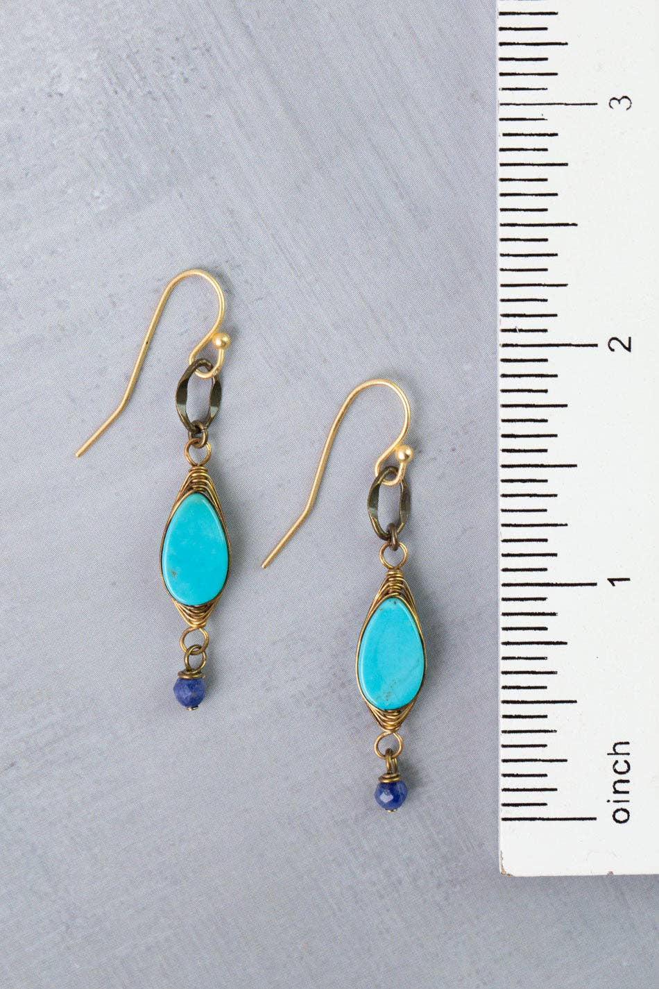 Love One Another Lapis, Turquoise Herringbone Earrings