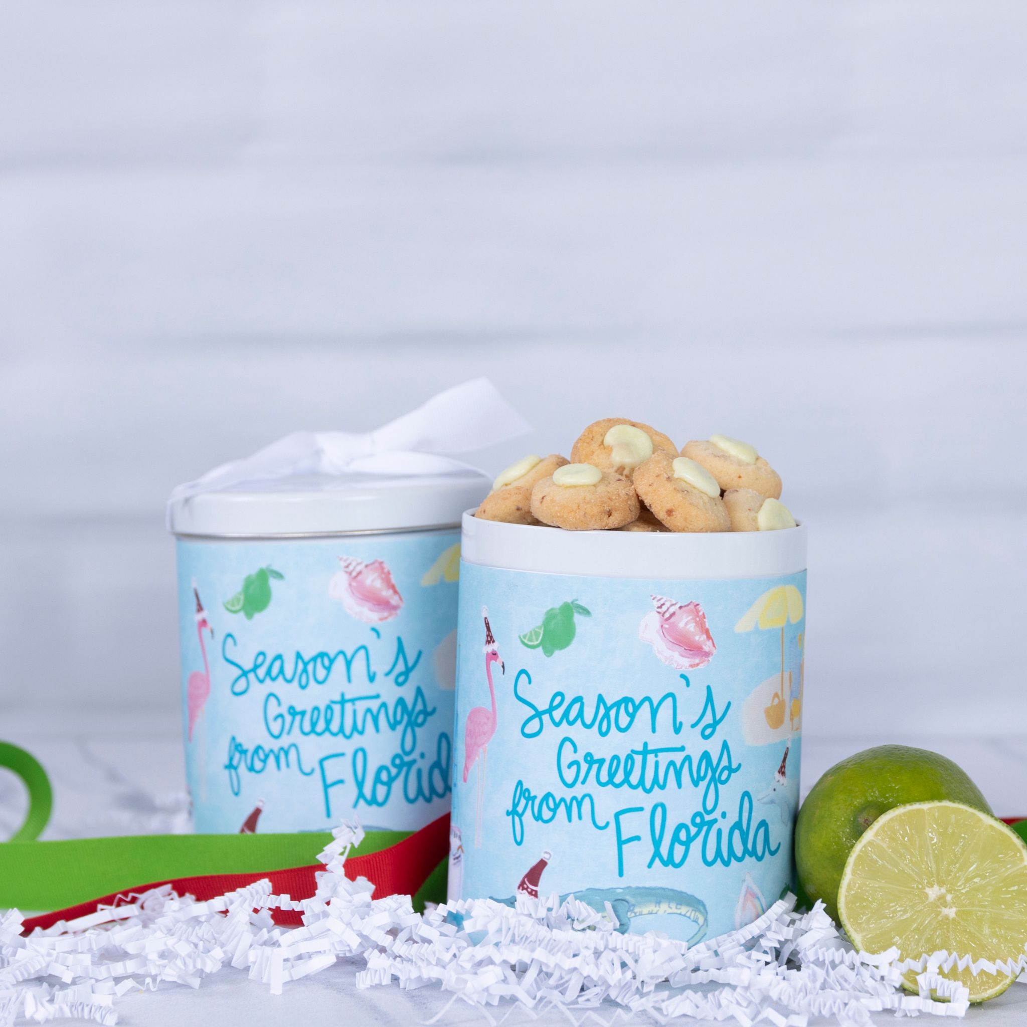 Florida Holiday Tin | Gourmet Pecan Shortbread Cookies Watanut