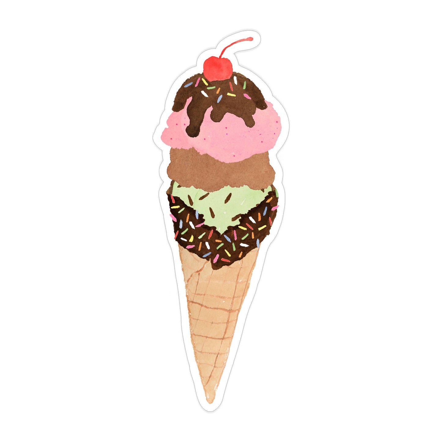 Ice Cream Cone Sticker | Waffle Cone Sticker | 1" x 3"