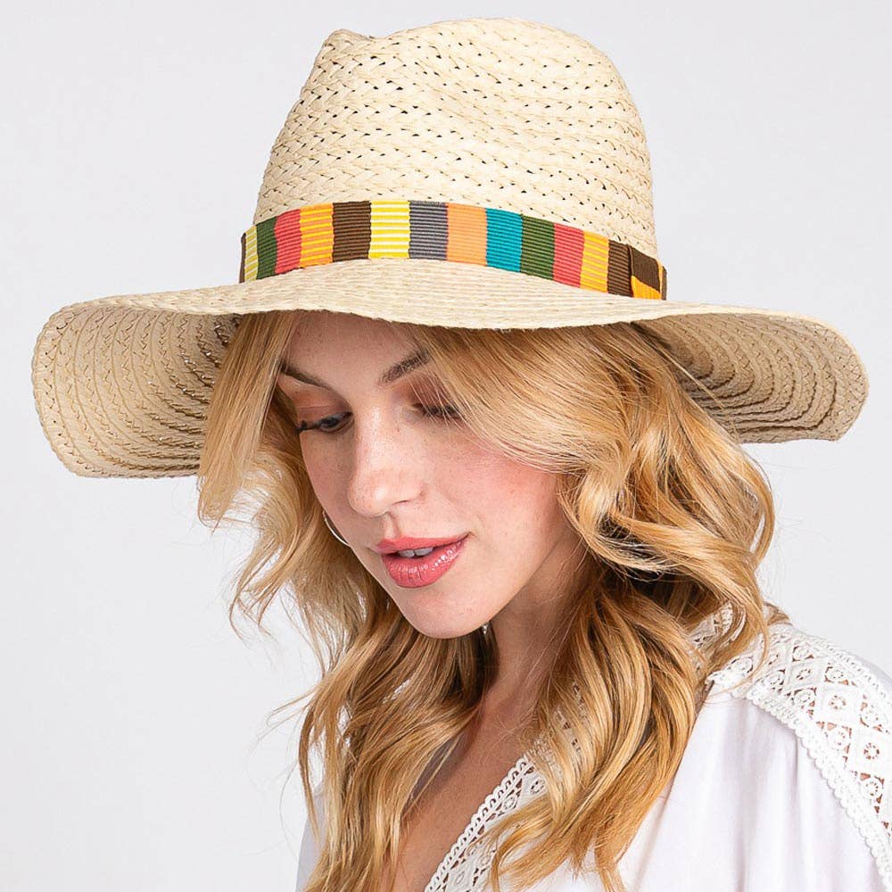Multi Color Stripe Band Straw Hat Sensibling Corp.