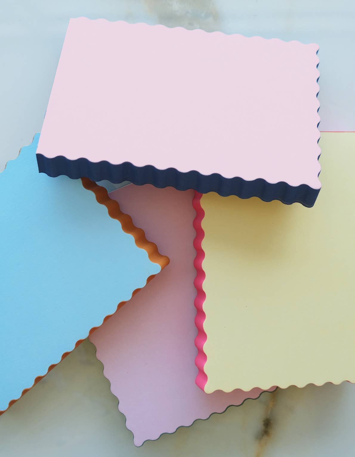 Mini Wave Shaped Notepad | Citron + Hot Coral Edge Idlewild Co.
