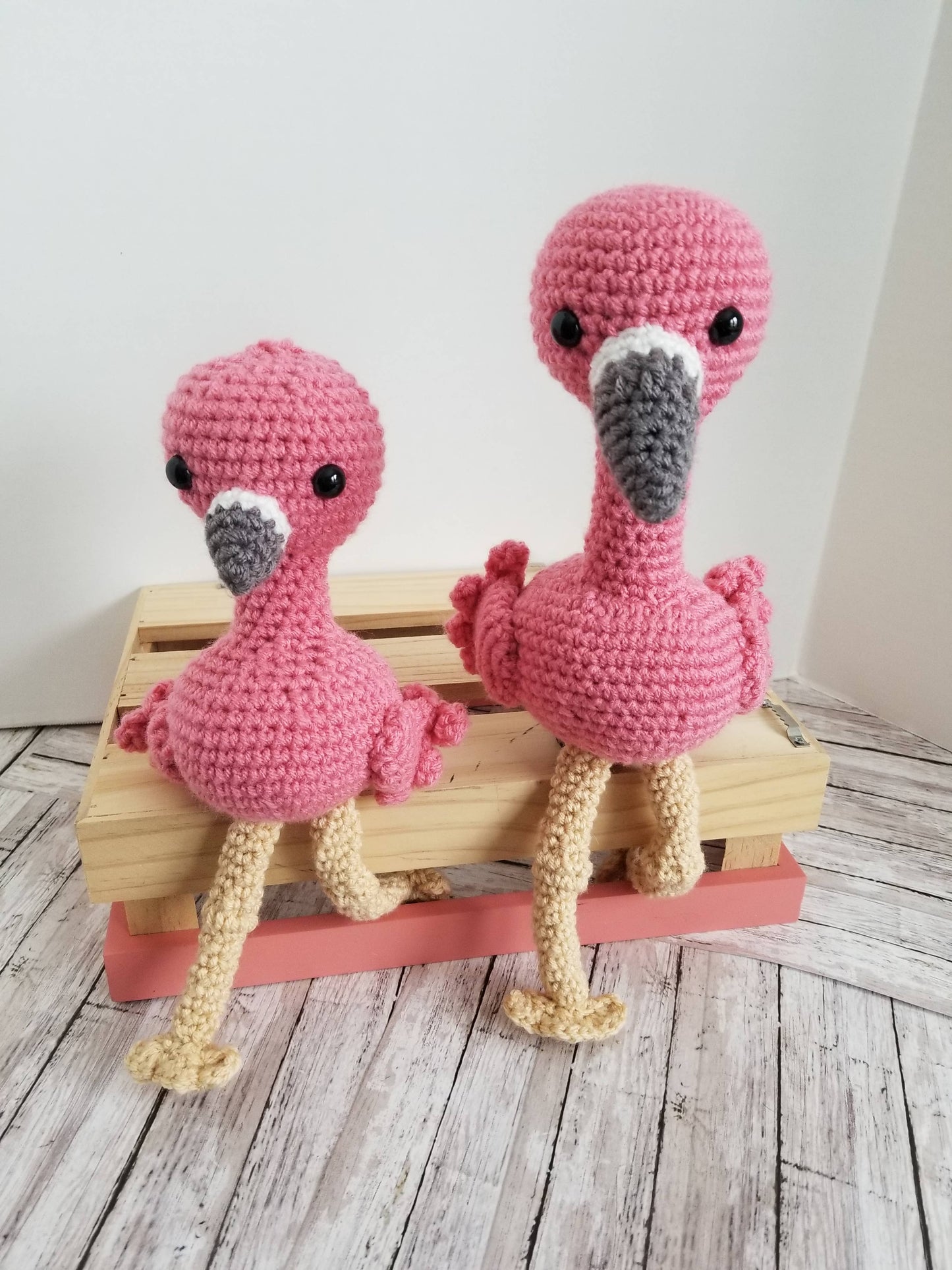 Baby Flamingo Plush, Mini Crochet Stuffed Animal Amigurumi T