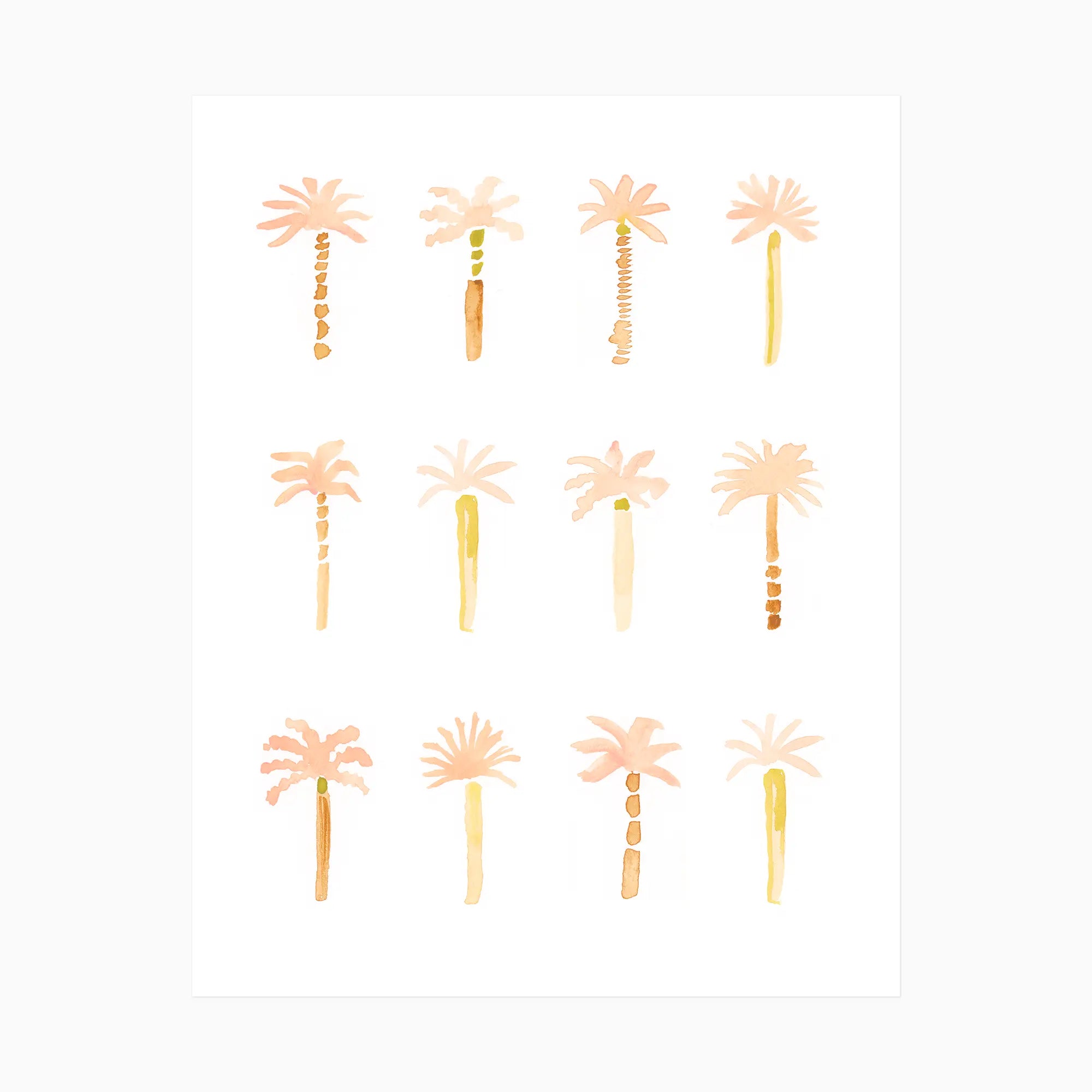Maren Watercolor Pink Palm Trees Beach Art Print Evergreen Summer