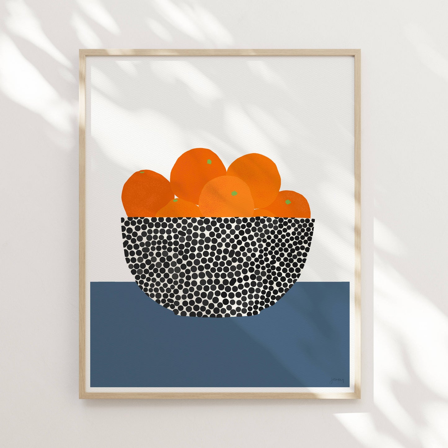 Fruit Bowl with Oranges Print. Signed. Framed