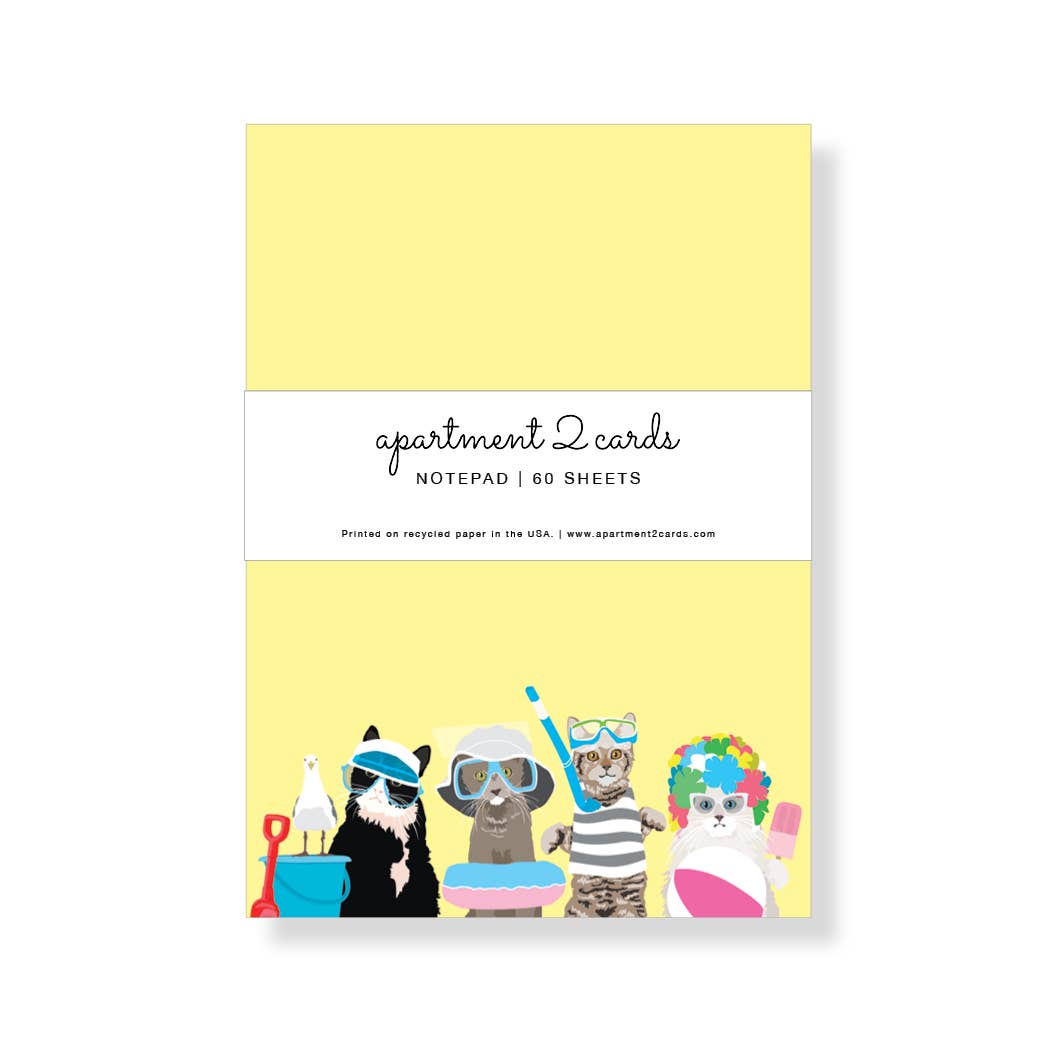 Summer Beach Cats 4.75x6.5" Notepad