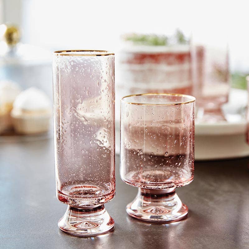 Gold Rimmed Glass - Blush - Champagne Set of 4