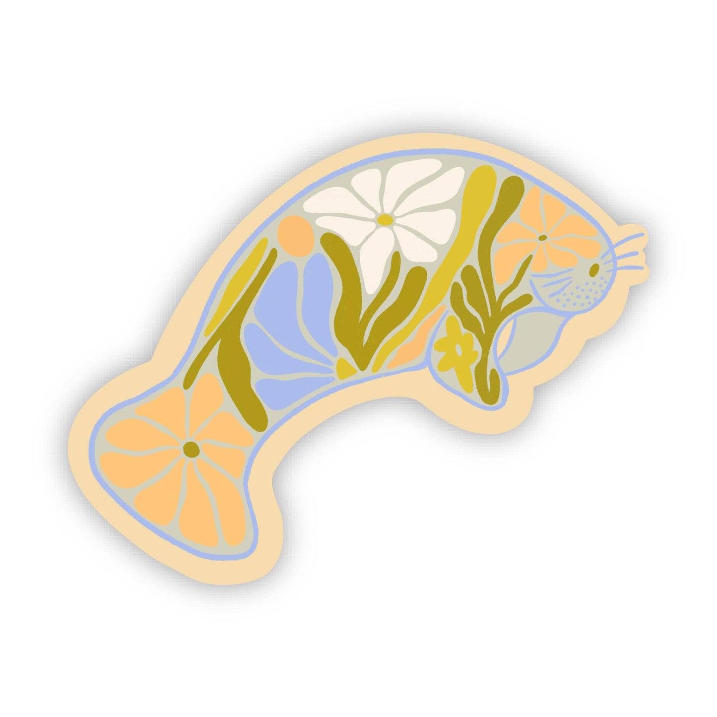 Floral Manatee - Vinyl Sticker The SoulShine Co.