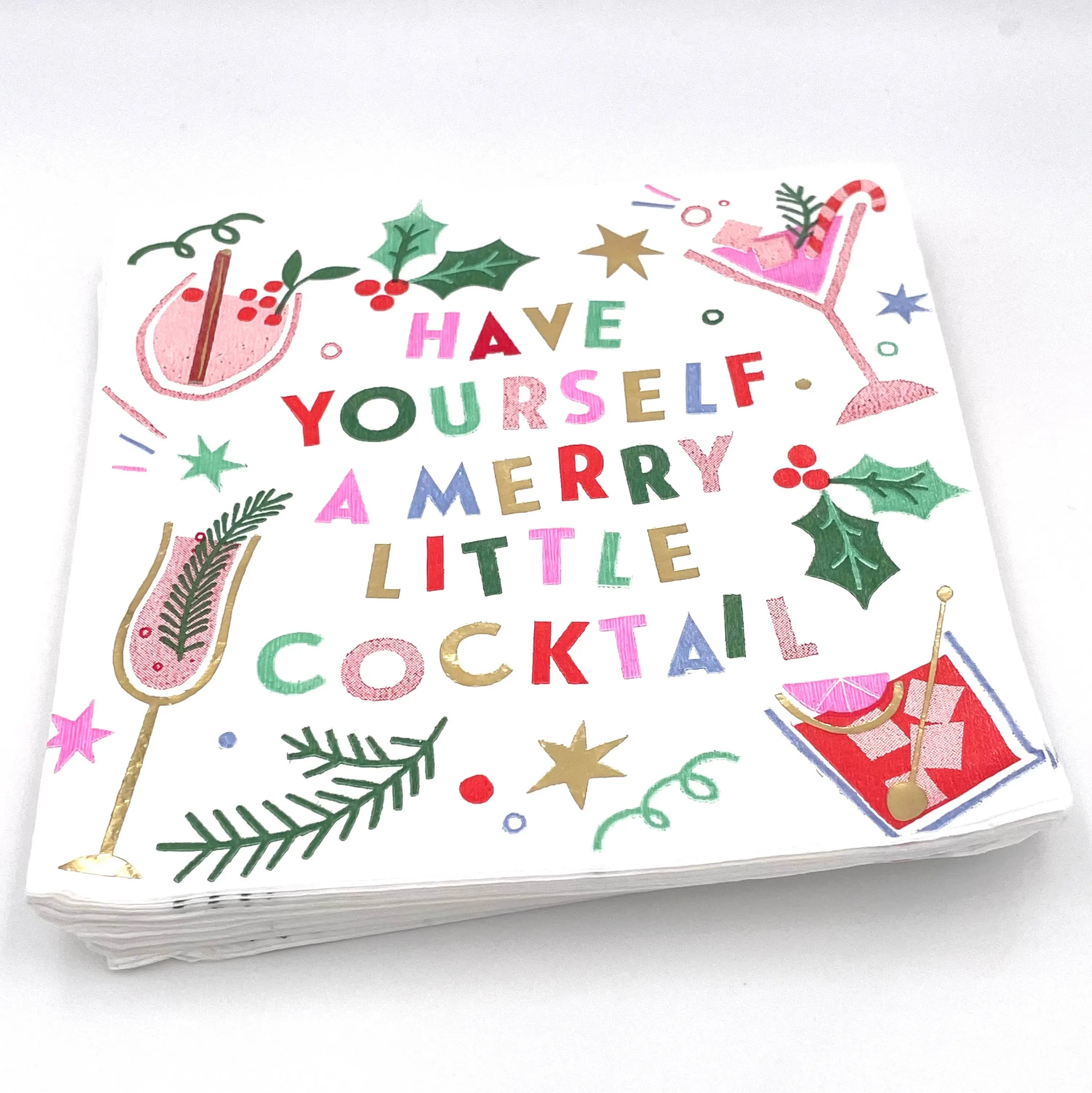 Christmas Napkins | Merry Little Cocktail - Foil - 20ct soiree-sisters