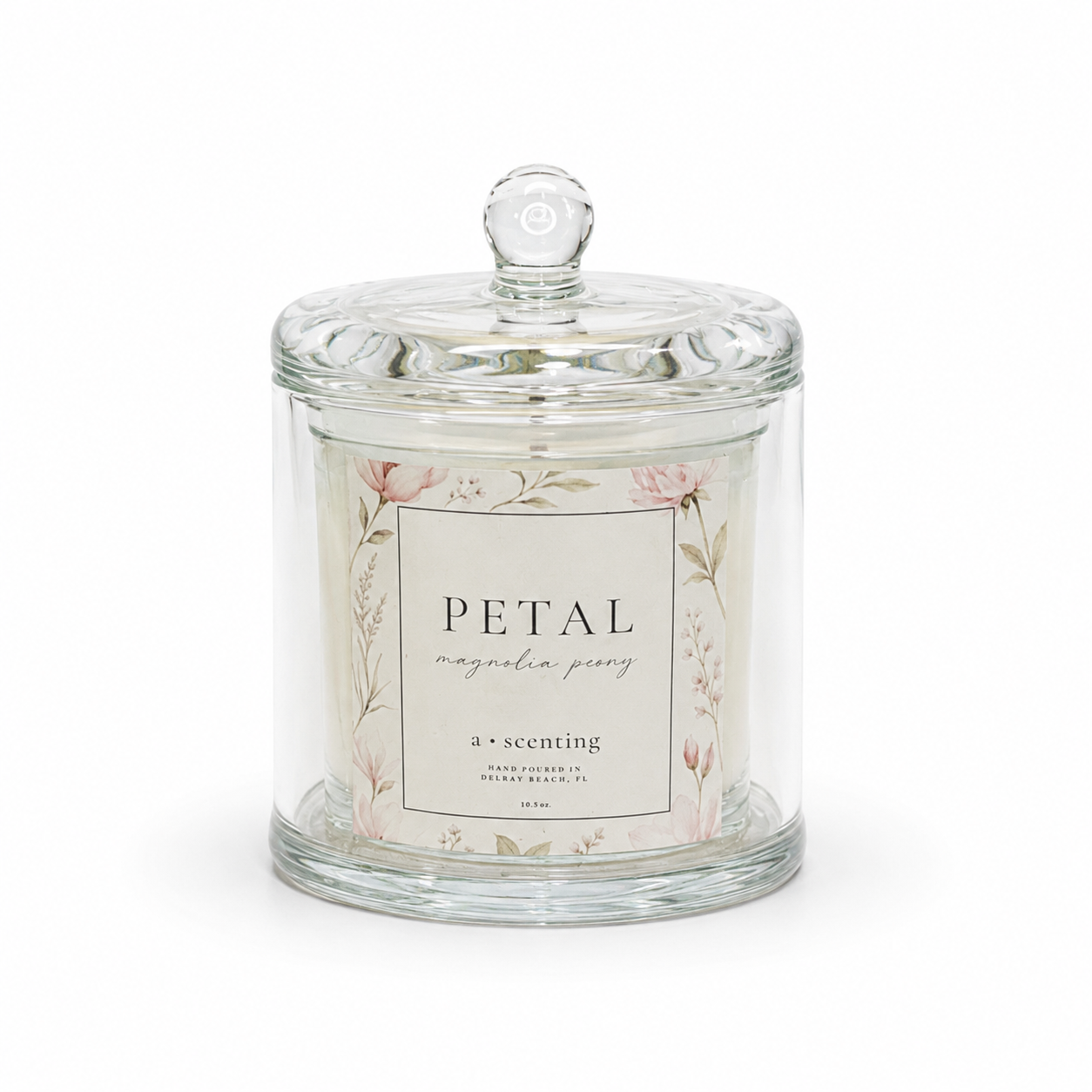 Petal Soy Candle | Magnolia Peony  Glass Dome Cloche