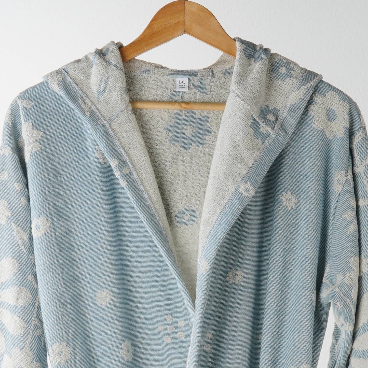 Blue Daisy Bathrobe Turkish Cotton Quick dry Resort Robe Kikoya