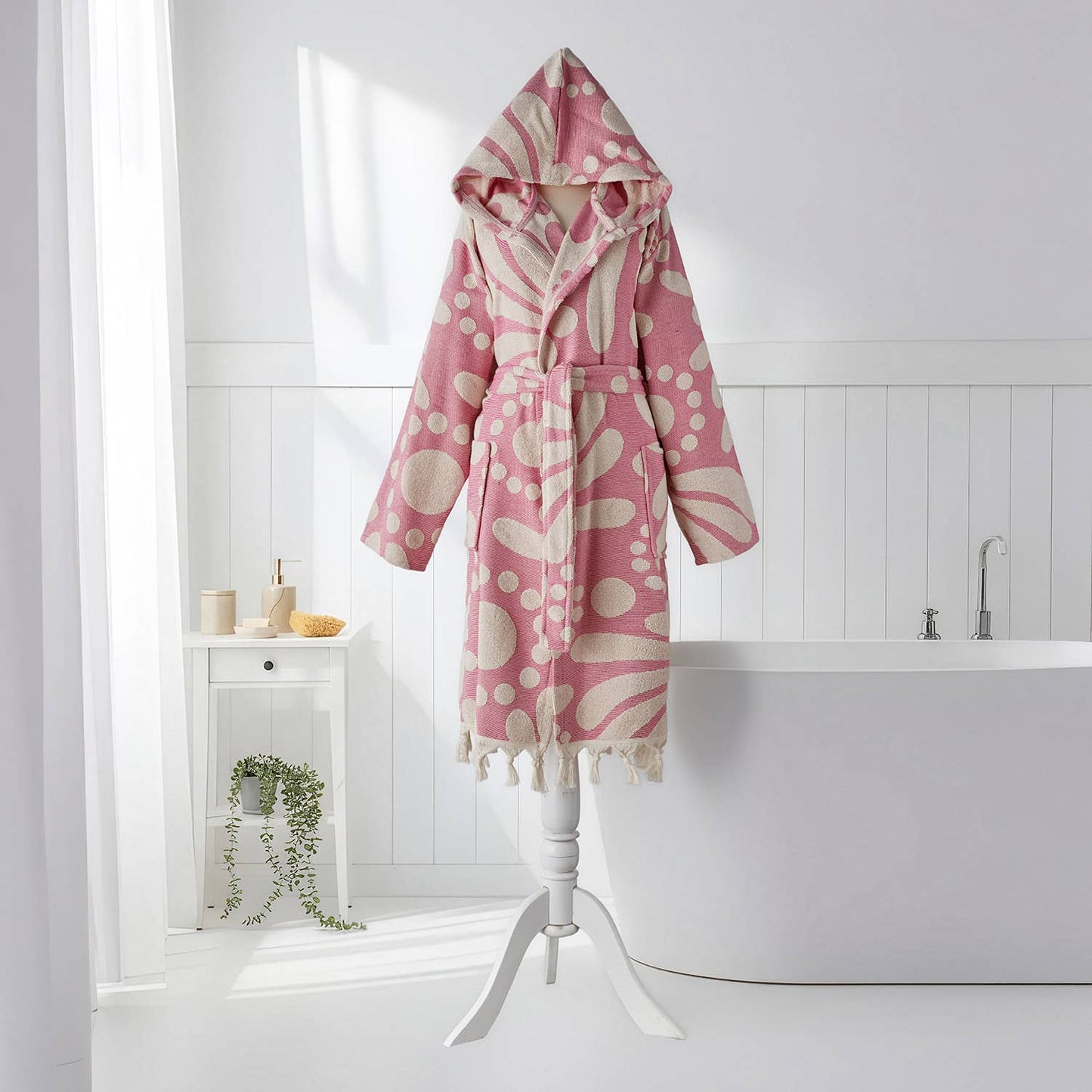 Pink Swirl Bathrobe Turkish Cotton Quick dry Resort Robe Kikoya