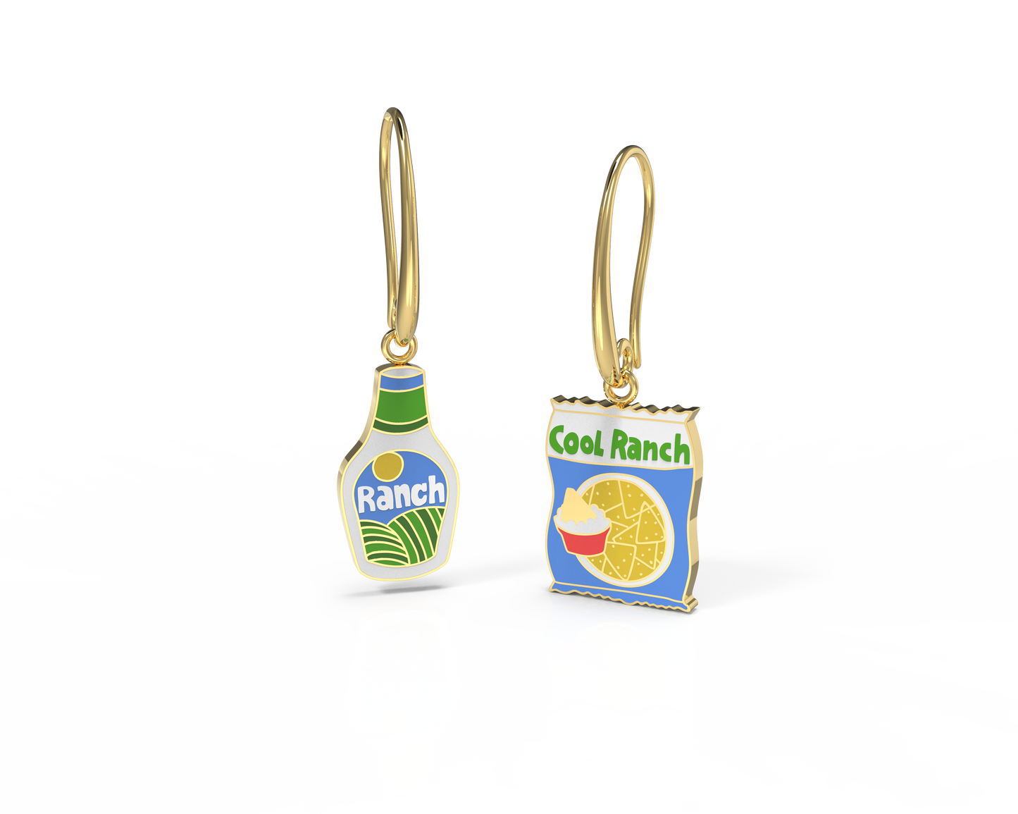 Cool Ranch Dressing Earrings - Gold Junk Food Jewelry