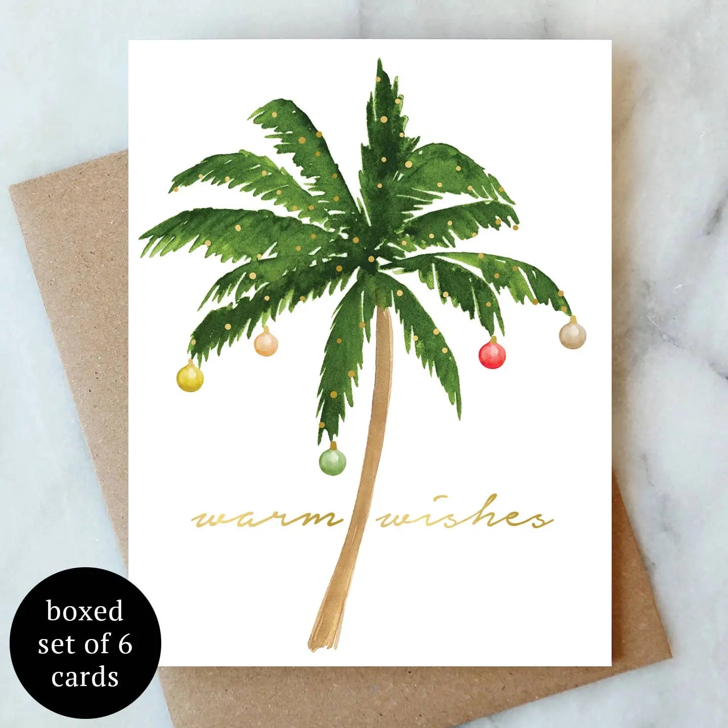 Christmas Palm Tree Greetings Card - Box Set of 6| Holiday Abigail Jayne Design