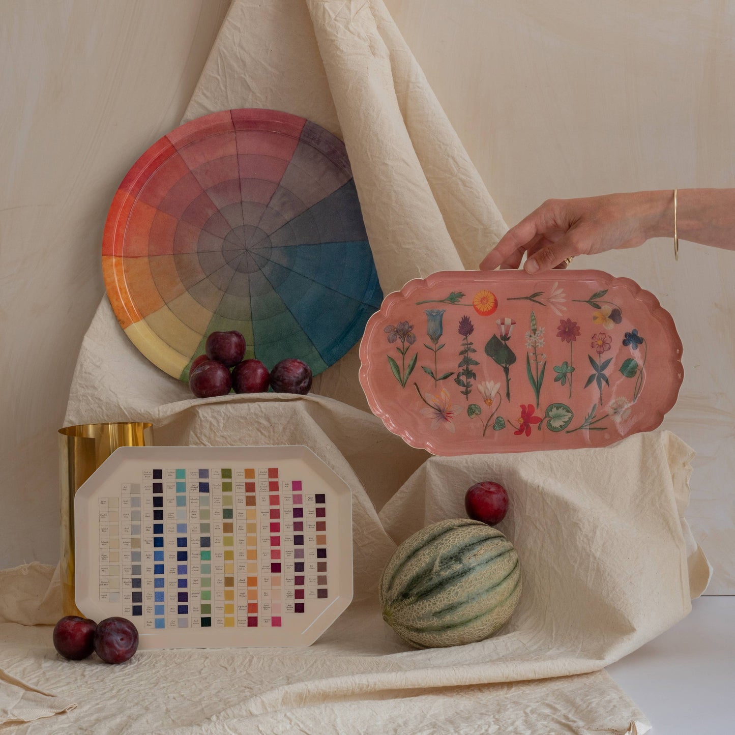 Scalloped Enamel Tray - Festival of Flowers