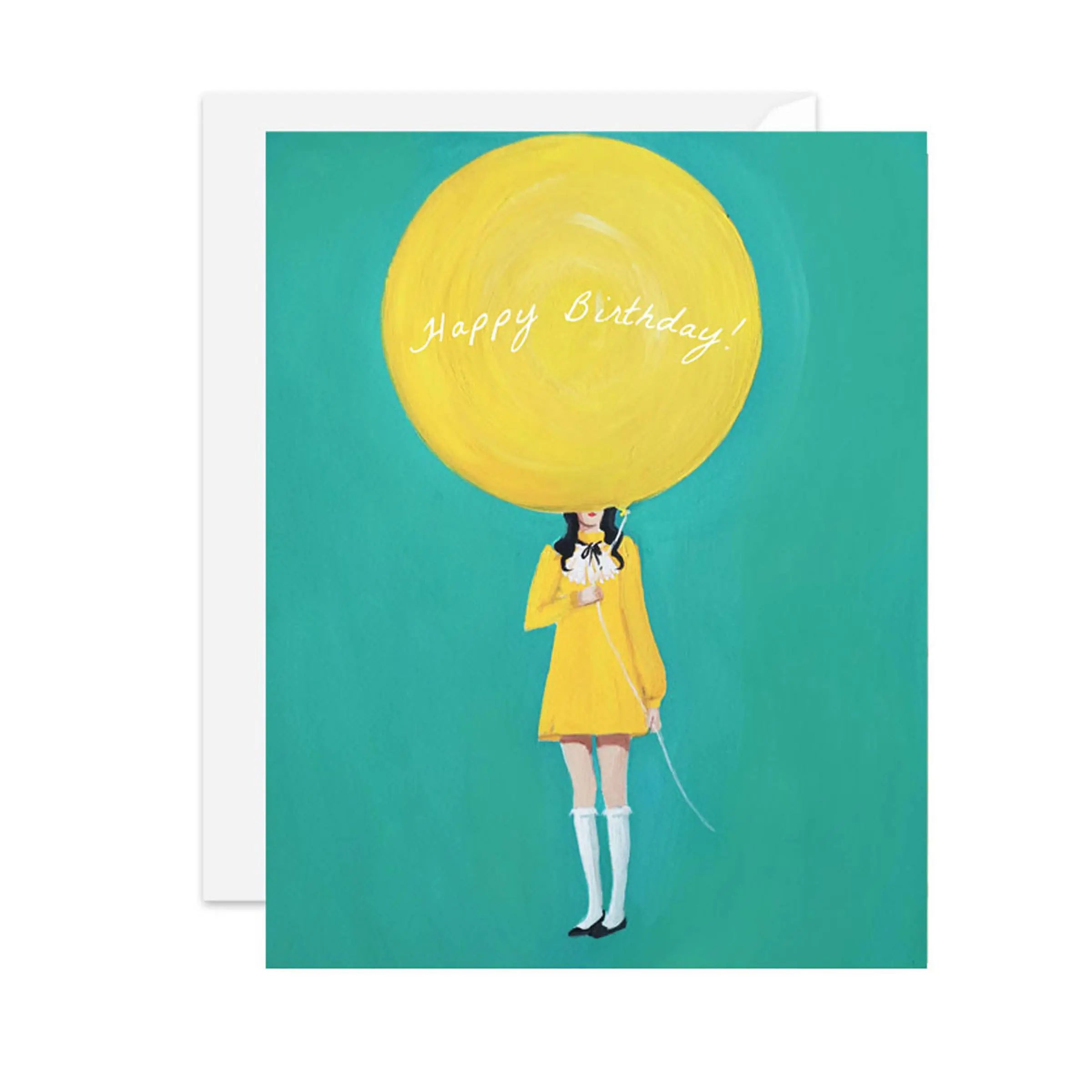 Nothing Is Happier Than A Yellow Balloon Birthday Card JANET HILL STUDIO