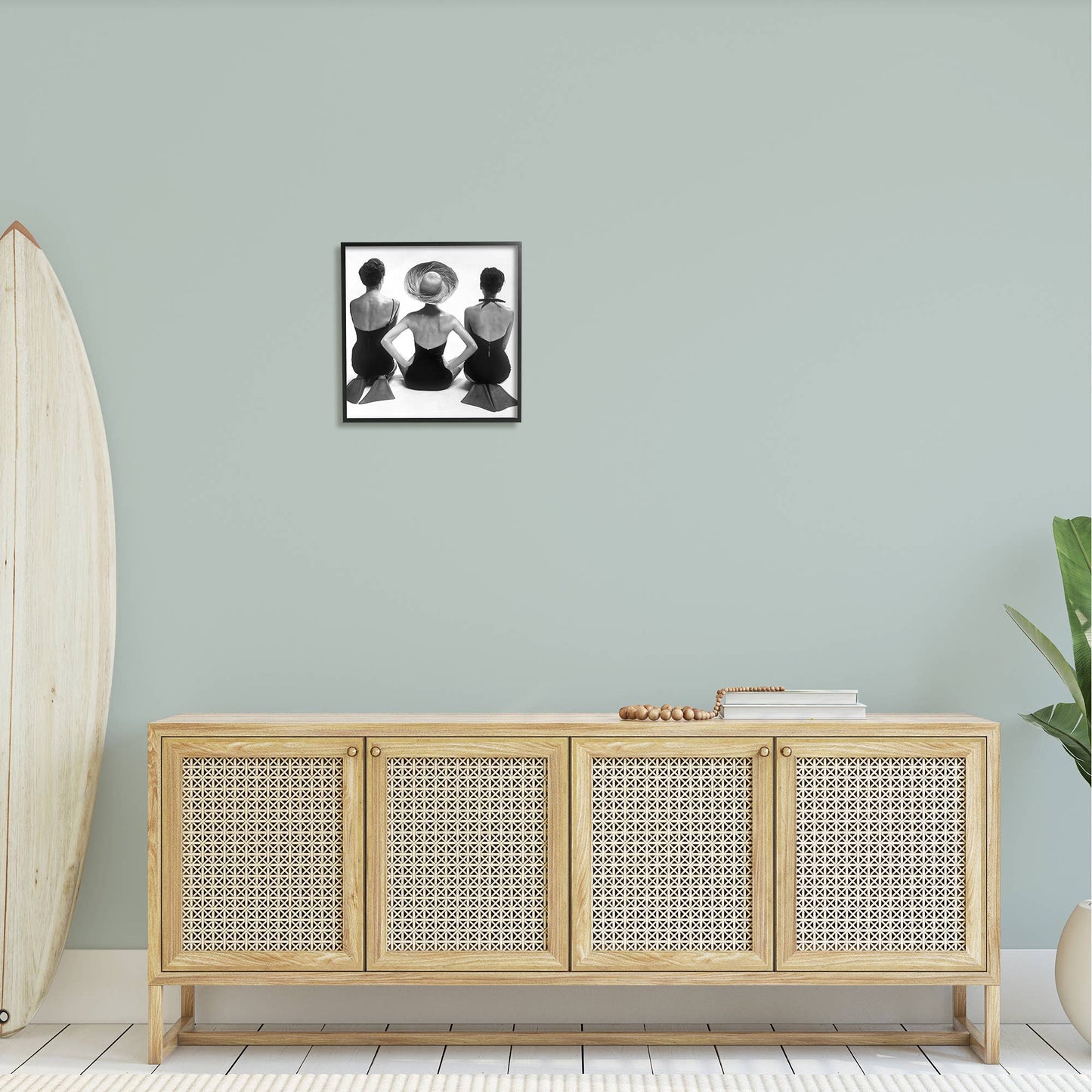 Women Sitting Beach Monochrome Flippers Framed Giclee Fall